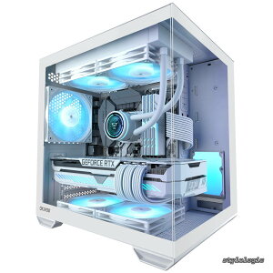 �y���������zMATX PC Case Top 240mm Radiator Support 5 PCIe Slots for Max GPU Cooling Extra Space for 160mm PSU & Easy Cable Management 3×120mm ARGB Fan with Controller (Non-PWM) Type-C Mirage 4 White