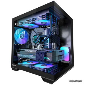 �y���������zMATX PC Case Top 240mm Radiator Support 5 PCIe Slots for Max GPU Cooling Extra Space for 160mm PSU & Easy Cable Management 3×120mm ARGB Fan with Controller (Non-PWM) Type-C Mirage 4 Black