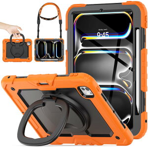 �y�܂Ƃߔ����ōő�1000�~OFF�N�[�|��!�z�y���������zstock 2025�N/2024�N iPad Pro 11�C���`(M5/M4)�����O�n���h���ϏՌ��P�[�X �ی�t�B�����t���O�ʃJ�o�[ �y�����[ 360°��]�����O�n���h���X�^��