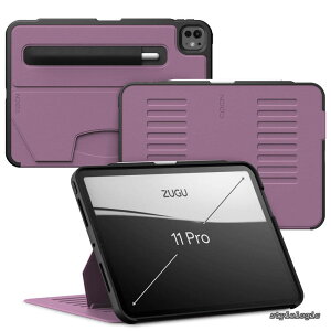 �y���������zCASE iPad Pro 11 �C���` M4 / M5 (2024 / 2025)�Ƃ̌݊������� �P�[�X �ɔ� �����Ռ��ی� 8�i�K�X�^���h�@�\ �y���z���_�[ ���C�����X�[�d �I�[�g�X���[�v (Pro11 �J�o�[ �x���[�p�[�v��)