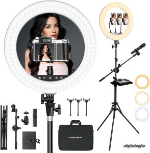 �y���������z18�C���`LED �����O���C�g ���D���C�g55W 3000K-6000K �����\ 3�̃J�����ʒu/3�F���[�h �����O���C�g �O�r 190cm�܂Œ��߉\ �B�e�Ɩ��p���C�g ���e����/YouTube������/�r�f�I�J����