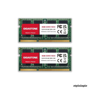 �y���������z�m�[�g�p�\�R����p DDR3�zGIGASTONE 8GBx2�� (16GB Kit) DDR3/DDR3L 1600MHz (1333MHz) PC3-12800 (PC3-10600) CL11 1.35V/1.5V 2Rx8 SODIMM 204�s�� �A���o�b�t�@�[ ��ECC �m�[�g�p�\�R�����������W���[���A�b�v