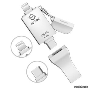 �y���������zUSB������128GB�yApple MFi�F�؁E���e�ʕۏ؁z3 in 1 Lightning/USB-C/USB 3.0�Ή� iPhone 17/16/15/14 / iPad/iPod/Android/PC�Ή� �����N���b�N�����o�b�N�A�b�v�E�����]���E�p�X���[�h�ی�E���S�T�|
