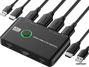 �y���������zHDMI 4K@60Hz�Ή��Ausb �ؑ֊�2.0�t�� 1���j�^�[�E2��p�\�R���p �L�[�{�[�h�E�}�E�X�E�v�����^�[���L�\ USB�ؑ֋@ �p�\�R��2�䃂�j�^�[1��ؑցAkvm�X�C�b�` hdmi�A���{��������t