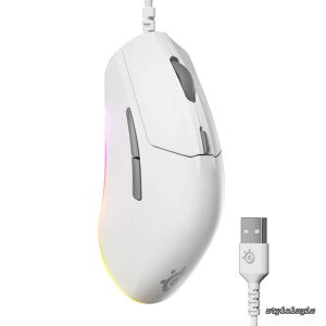 �y���������z�Q�[�~���O�}�E�X �L�� �y�� ��x�� 1.35ms ���ϋv 8 500DPI ���J�j�J���X�C�b�` ���܂�h�~ PTFE(�e�t����)�\�[�� 3�]�[��RGB�C���~�l�[�V���� Rival 3 Gen 2 62516 �z���C�g