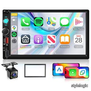 �y���������z2 Din�J�[�X�e���I ���C�����XCarPlay/Android Auto�Ή� 7�C���`HD�^�b�`�X�N���[�� Bluetooth �_�u���f�B��MP5�J�[���W�I FM���W�I���� �~���[�����O�@�\�t�� �J�[�w�b�h���j�b�g USB/AUX/TF