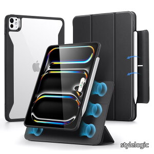 �y���������ziPad Pro 13�C���` �P�[�X�iM5/M4�A2025/2024�j��p Pencil�z���_�[�t�� ���O���\�}�O�l�b�g�J�o�[ �c�u��/���u���X�^���h Pencil Pro/USB-C���S�Ή� Rebound 360�V���[�Y �u���b�N