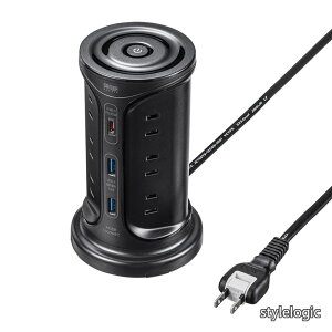 �y���������z�d���^�b�v �^���[�^ AC�R���Z���g×12��/USB-A×2�|�[�g/Type-C×1�|�[�g �ꊇ�W���X�C�b�`�t��2m �u���b�N TAP-B112C1A2BK