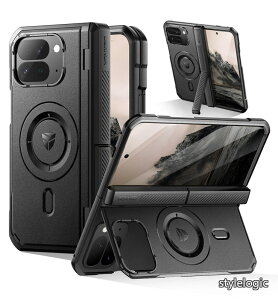 �y���������zGoogle Pixel 10 Pro Fold�p�P�[�X �}�O�l�b�g�� �O�ʉ�ʕی�t�B�������q���W�ی�t�� �t���{�f�B���O�h�ی�J�o�[�o���p�[�P�[�X(�u���b�N)