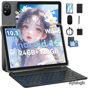 �y���������z10�C���` Wi-Fi6���f�� Android15 24GB+128GB+1TB�g���\ Widevine L1 IPS�f�B�X�v���C 8000mAh �L�[�{�[�h�Z�b�g���P�[�X�t�� ���掋��/Web�{��/���V�s�\�� PRITOM �v���g��(�O���[)