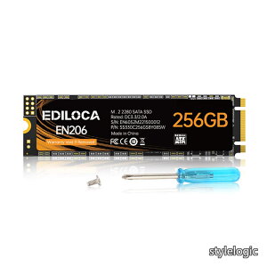 �y���������zEN206 SSD 256GB M.2 2280 3D TLC NAND�t���b�V������ SATA III 6Gbps �G���[�����@�\ �����d�� �ϏՌ� �����^SSD Ediloca3�N�ۏ� (256GB)