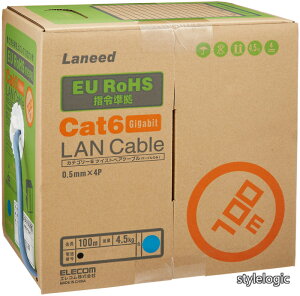 �y���������zLAN�P�[�u�� 100m ����p RoHS�w�ߏ��� CAT6 �u���[ LD-CT6/BU100/RS