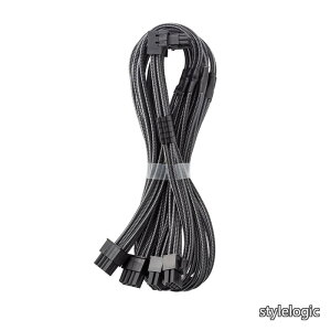 �y���������zRT-Series Pro ModMesh Sleeved 12VHPWR 90° StealthSense PCI-e Cable for ASUS/Seasonic/Phanteks - Variant B (Carbon 16-pin to Quad 8-pin 60cm)