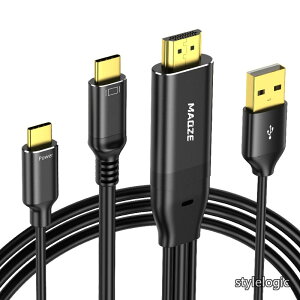 �y���������zto USB-C �ϊ��P�[�u�� 1.8m 4K@60Hz PD 60W ���d USB-A �⏕�d���t PS5 Switch Xbox �m�[�g�p�\�R�� USB-C ���j�^�[ Xreal Nreal RayNeo �Ή�