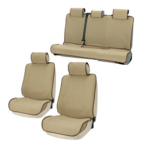 【送料無料】抗菌 防臭 防水シートカバー 防水デオ フロント&リア4〜5席分セット ベージュ 撥水 普通車 軽自動車 簡単取り付け 汚れ防止 汎用カーシートカバー 【レビュー特典あり】