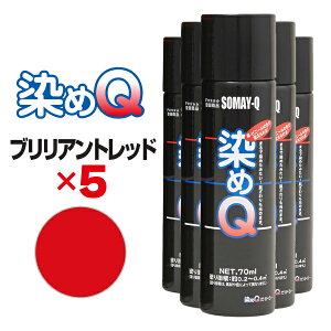 【送料無料※沖縄除く】染めQ エアゾール 70ml ブリリアントレッド 【5本セット】 速乾 密着 塗り替え 補修 ナノテクカラースプレー 本革 ビニールレザー 合成皮革 プラスチック 木材【楽ギ