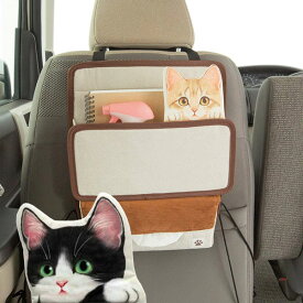 【レビュー特典あり】ひょっこり子猫シートバックポケット BK BONFORM×フェリシモ猫部(霜田有紗)白黒ハチワレ/茶トラ/ネコ/ティッシュケース/収納