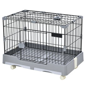 小動物用ペットケージ 幅70cm うさぎ モルモット フェレット 猫 小型犬 ケージ スチール製 ドア付き メッシュカバー付き トレイ付き 脱出防止 お手入れ簡単