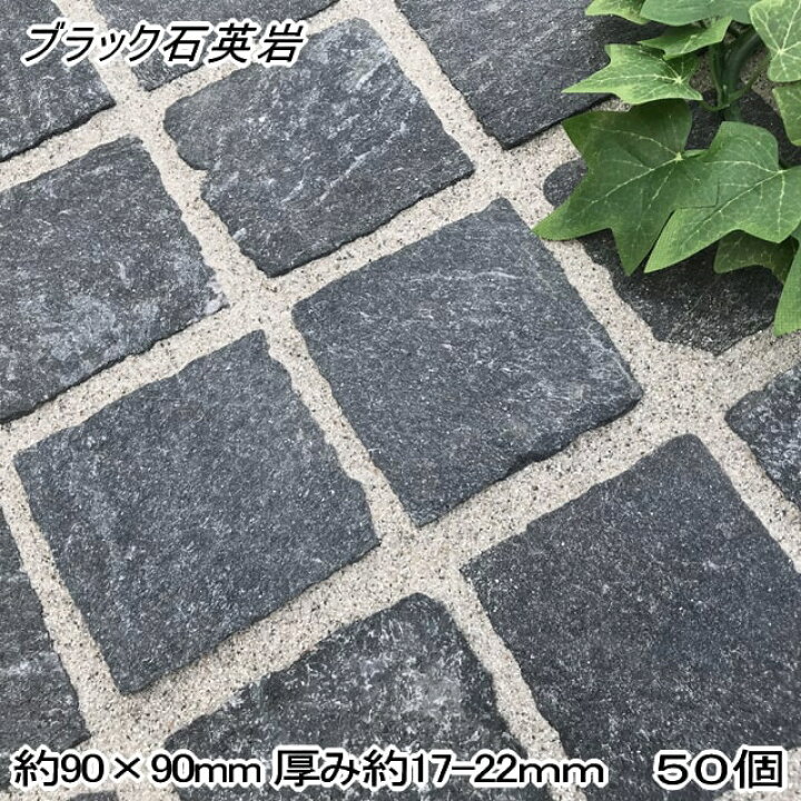 楽天市場】ピンコロ石 自然石 黒 ブラック 石英岩 約90mm角 薄い 板 