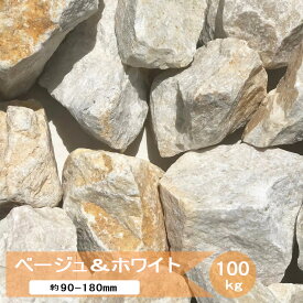 庭石 ロックガーデン 石 割栗石 庭 黄色 イエロー 白 ガーデニング 100kg 大量 ベージュ& ホワイト ガーデンロック 石材 黄 割 栗石 自然石 クラッシュロック ガーデン ロック 大 置くだけ 置き石 大きめ ドライガーデン 洋風 ロックガーデンの石 約90〜180mm