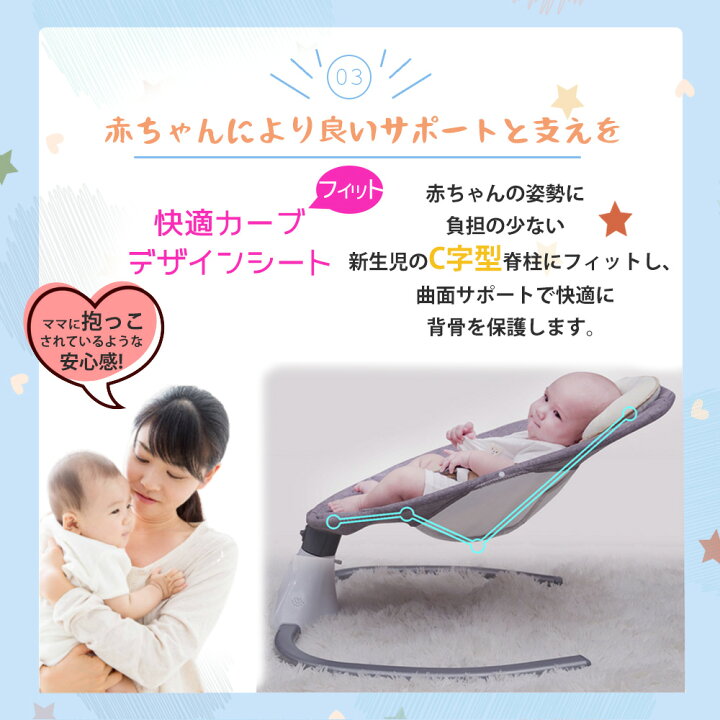 楽天市場】【背もたれ角度3段階調整‼】電動バウンサー バウンサー 電動 