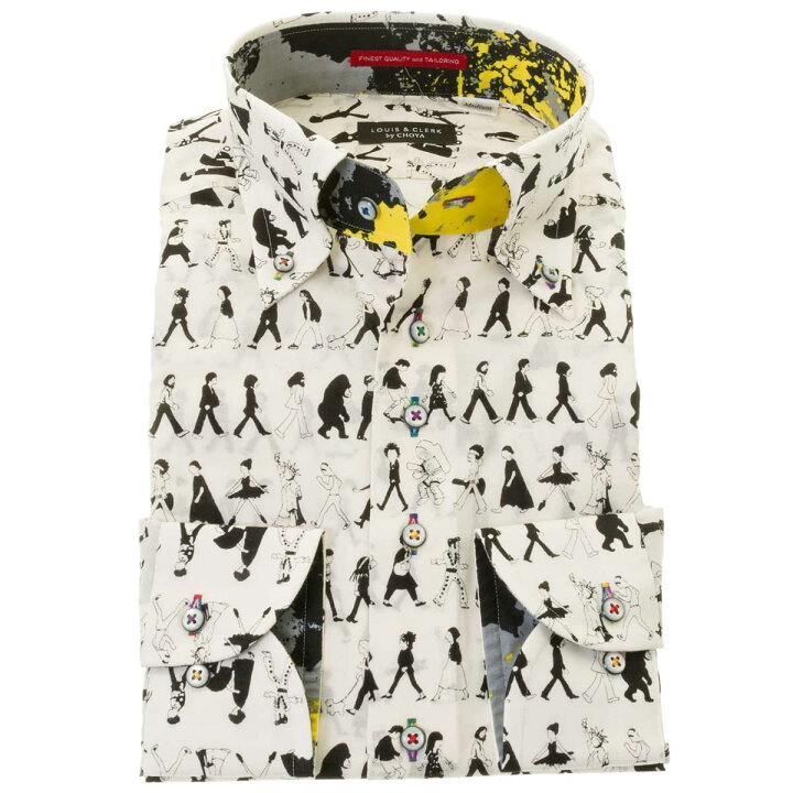 楽天市場 国産長袖ドレスシャツ コンフォート ボタンダウン 着丈短め 胸ポケット無 ホワイト モノトーン プリント 横向きの歩く姿 メンズ 24ft メンズシャツ専門店 Style Works 楽天市場 国産長袖ドレスシャツ コンフォート ボタンダウン 着丈短め 胸ポケット無 ホワイト モノトーン プリント 横向きの歩く姿 メンズ 24ft メンズシャツ専門店 Style Works