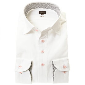 国産長袖ドレスシャツ 綿100％ スリムフィット ワイドカラー ホワイト ジャガード織柄 工具 ツール 24FA 2406SS STW