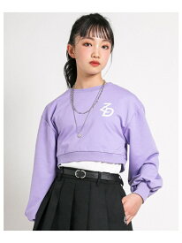 【SALE／50%OFF】ZIDDY 【 ニコ☆プチ 掲載 】2点 セット ネックレス 付き ミニ裏毛トレーナー + タンクトップ (130~160cm) ベベ オンライン ストア トップス キャミソール パープル オレンジ【RBA_E】