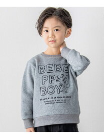 【SALE／50%OFF】BeBe Petits Pois Vert ロゴ恐竜フロッキープリントスウェット(95~150cm) ベベ オンライン ストア トップス スウェット・トレーナー グレー ブルー【RBA_E】【送料無料】