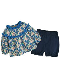 【SALE／30%OFF】moimoln 【セットアップ】ブルーフラワートップス&パンツ モイモルン トップス カットソー・Tシャツ ブルー【RBA_E】【送料無料】
