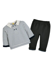 【SALE／30%OFF】moimoln 【セットアップ】ボタンポイントトップス&パンツ モイモルン トップス カットソー・Tシャツ ネイビー【RBA_E】【送料無料】
