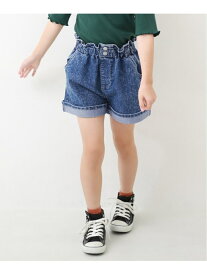 【SALE／10%OFF】devirock 楽デニム ハイウエストフリルショートパンツ デビロック 子供服 キッズ デビロック パンツ ジーンズ・デニムパンツ ブルー ネイビー【RBA_E】