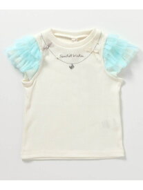 【SALE／30%OFF】apres les cours ネックレス風チュールスリーブTシャツ_接触冷感 エフオーオンラインストア トップス カットソー・Tシャツ ホワイト パープル ピンク【RBA_E】