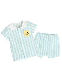【SALE／50%OFF】moimoln 【セットアップ】ノーティッド ストライプトップス&パンツ モイモルン インナー・ルームウェア パジャマ グリーン ピンク【RBA_E】
