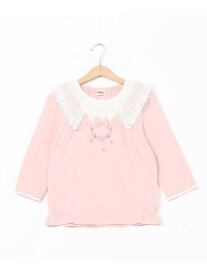 Souris レースカラーTシャツ スーリー トップス カットソー・Tシャツ ピンク ブルー【送料無料】