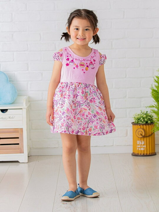 楽天市場 Anpanman Kids Collection Apkc K 肩出しワンピース アンパンマンキッズコレクション ワンピース キッズ ワンピース ホワイト ピンク 送料無料 Rakuten Fashion Kids