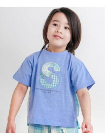 SLAP SLIP 【お揃い】ダブルガーゼ切り替えロゴパッチ刺しゅう半袖Tシャツ(80~130cm) ベベ オンライン ストア トップス カットソー・Tシャツ ホワイト ブルー