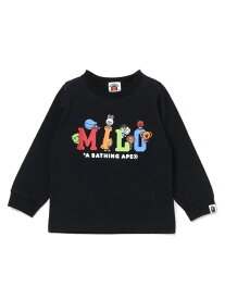 A BATHING APE MILO COLORFUL LOGO BABY MILO FRIENDS L/S TEE ア ベイシング エイプ トップス カットソー・Tシャツ ブラック ホワイト【送料無料】