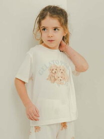 【SALE／30%OFF】gelato pique 【KIDS】トイプードルワンポイントTシャツ ジェラートピケ トップス カットソー・Tシャツ グレー ホワイト【RBA_E】