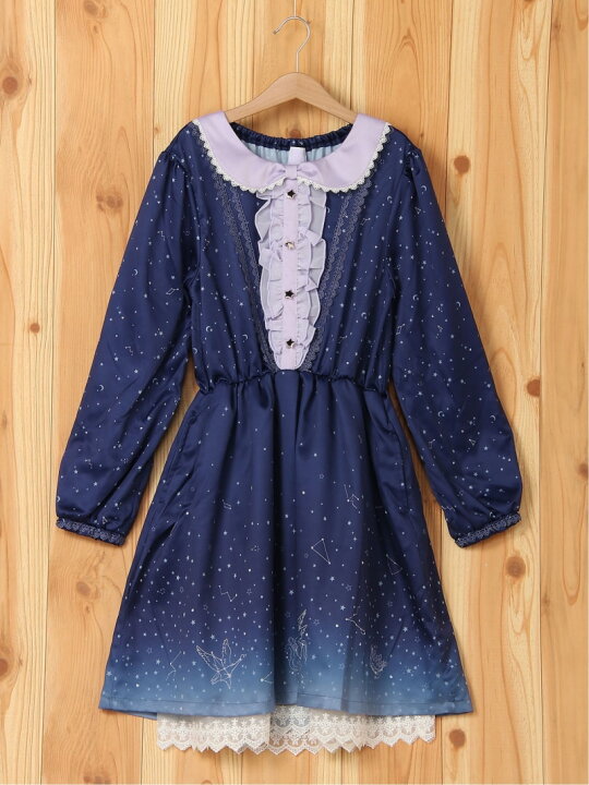 楽天市場 Sale 61 Off Axes Femme K 星座柄メルヘンop アクシーズファム ワンピース キッズワンピース ブルー ネイビー Rba E Rakuten Fashion Kids