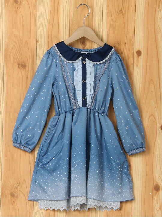 楽天市場 Sale 61 Off Axes Femme K 星座柄メルヘンop アクシーズファム ワンピース キッズワンピース ブルー ネイビー Rba E Rakuten Fashion Kids