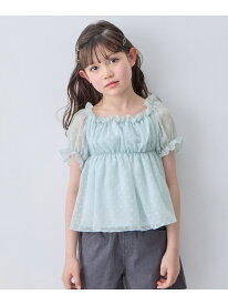 ANY KIDS 【一部店舗/WEB先行販売アイテム】2WAY シアードビーブラウス エニィ トップス シャツ・ブラウス ホワイト グリーン