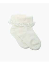 agnes b. ENFANT キッズ "b."ロゴ刺繍 フリル レース ソックス アニエスベー 靴下・レッグウェア 靴下 ホワイト