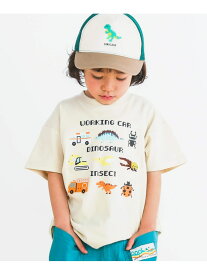 SLAP SLIP はたらくくるま恐竜昆虫図鑑風シリコンブロック半袖Tシャツ(80~130cm) ベベ オンライン ストア トップス カットソー・Tシャツ ベージュ グリーン