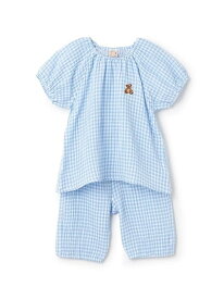 【SALE／60%OFF】petit main 【リンク】パフスリーブWガーゼパジャマ(キッズ) ナルミヤオンライン インナー・ルームウェア パジャマ ブルー ピンク ベージュ【RBA_E】