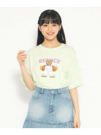 PINK-latte 【ニコラ4月号掲載】スケボーベアTシャツ ピンク ラテ トップス カットソー・Tシャツ ホワイト グレー グリーン