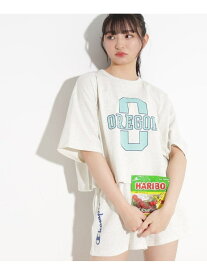 【SALE／50%OFF】PINK-latte 【Champion/チャンピオン】コラボ 短丈Tシャツ ピンク ラテ トップス カットソー・Tシャツ グレー【RBA_E】