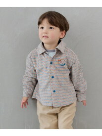 moimoln キャットチェック柄長袖シャツ モイモルン トップス カットソー・Tシャツ ブルー【送料無料】