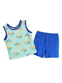 【SALE／70%OFF】moimoln 【セットアップ】バブルノースリーブトップス&パンツ モイモルン トップス ノースリーブ・タンクトップ ブラウン ブルー【RBA_E】