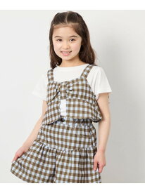 a.v.v [120-160][ママとお揃いコーデが叶う]リボンビスチェドッキングTシャツ アー・ヴェ・ヴェ トップス カットソー・Tシャツ ベージュ ブラック【送料無料】